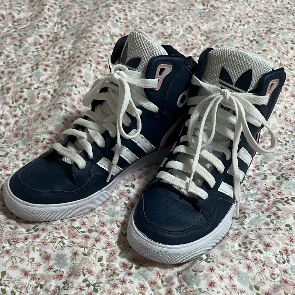 adidas Women’s Navy and White High-Top Sneakers